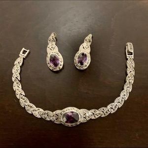 Amethyst bracelet and earring set
